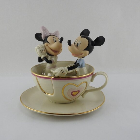 Lenox Disney 24K Gold Figurine Mickey Teacup Twirl Minnie Mouse Mad Tea Party - Picture 7 of 16